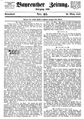 Bayreuther Zeitung Samstag 26. März 1853