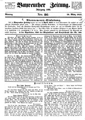 Bayreuther Zeitung Montag 28. März 1853