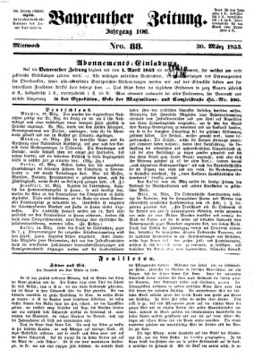 Bayreuther Zeitung Mittwoch 30. März 1853