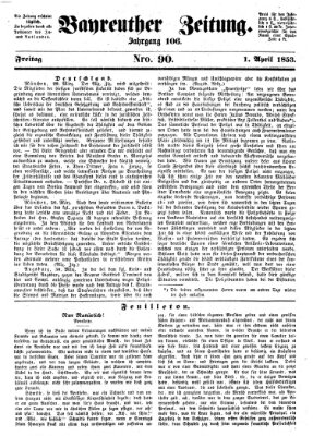 Bayreuther Zeitung Freitag 1. April 1853