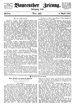 Bayreuther Zeitung Freitag 8. April 1853