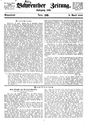 Bayreuther Zeitung Samstag 9. April 1853