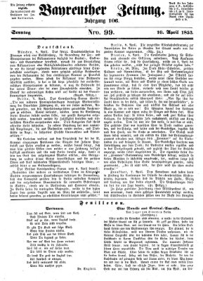 Bayreuther Zeitung Sonntag 10. April 1853