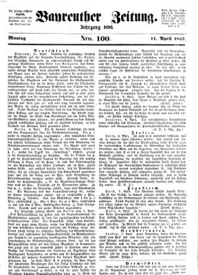 Bayreuther Zeitung Montag 11. April 1853