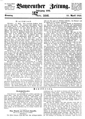 Bayreuther Zeitung Sonntag 17. April 1853