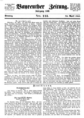 Bayreuther Zeitung Sonntag 24. April 1853