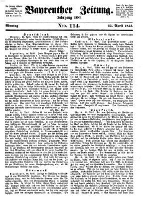 Bayreuther Zeitung Montag 25. April 1853