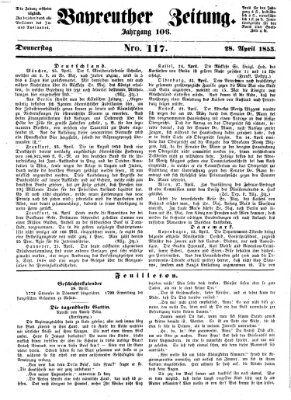 Bayreuther Zeitung Donnerstag 28. April 1853