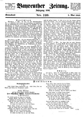 Bayreuther Zeitung Samstag 7. Mai 1853