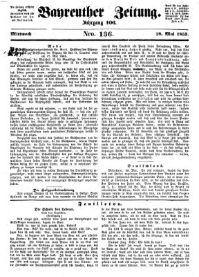 Bayreuther Zeitung Mittwoch 18. Mai 1853