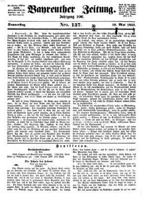 Bayreuther Zeitung Donnerstag 19. Mai 1853