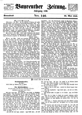 Bayreuther Zeitung Samstag 28. Mai 1853