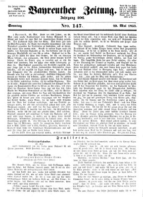 Bayreuther Zeitung Sonntag 29. Mai 1853