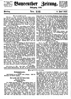 Bayreuther Zeitung Freitag 3. Juni 1853