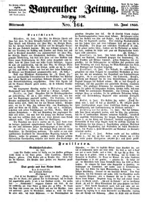 Bayreuther Zeitung Mittwoch 15. Juni 1853