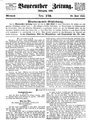 Bayreuther Zeitung Mittwoch 29. Juni 1853