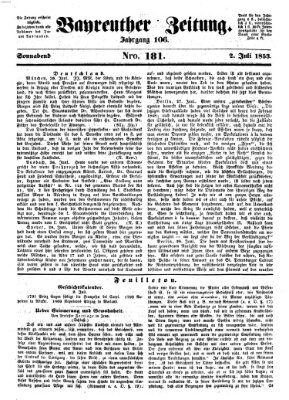 Bayreuther Zeitung Samstag 2. Juli 1853