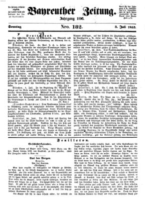 Bayreuther Zeitung Sonntag 3. Juli 1853