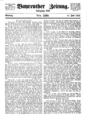 Bayreuther Zeitung Montag 11. Juli 1853