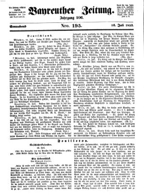 Bayreuther Zeitung Samstag 16. Juli 1853