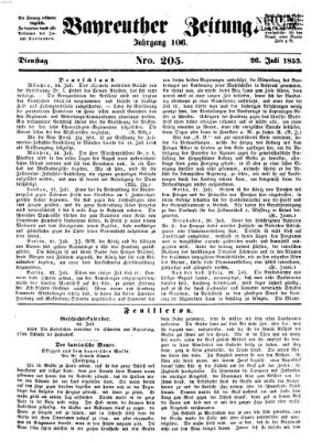 Bayreuther Zeitung Dienstag 26. Juli 1853