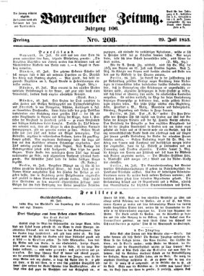 Bayreuther Zeitung Freitag 29. Juli 1853