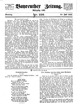 Bayreuther Zeitung Sonntag 31. Juli 1853