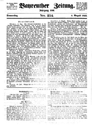 Bayreuther Zeitung Donnerstag 4. August 1853