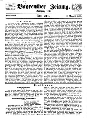 Bayreuther Zeitung Samstag 6. August 1853