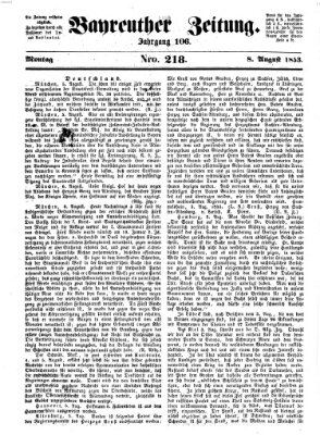 Bayreuther Zeitung Montag 8. August 1853