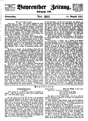 Bayreuther Zeitung Donnerstag 11. August 1853