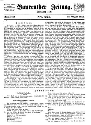 Bayreuther Zeitung Samstag 13. August 1853