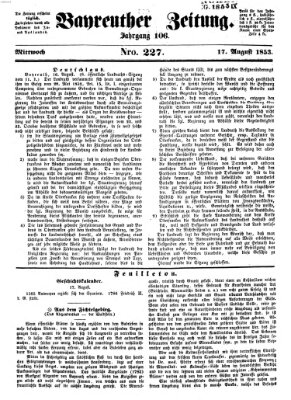 Bayreuther Zeitung Mittwoch 17. August 1853