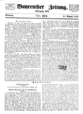 Bayreuther Zeitung Sonntag 21. August 1853