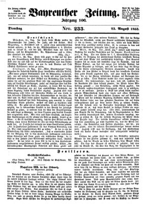 Bayreuther Zeitung Dienstag 23. August 1853