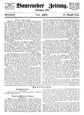 Bayreuther Zeitung Samstag 27. August 1853