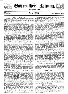 Bayreuther Zeitung Montag 29. August 1853