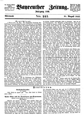 Bayreuther Zeitung Mittwoch 31. August 1853