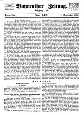 Bayreuther Zeitung Donnerstag 1. September 1853