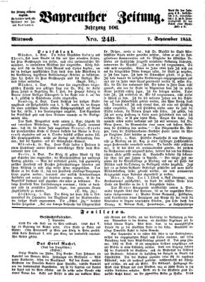 Bayreuther Zeitung Mittwoch 7. September 1853