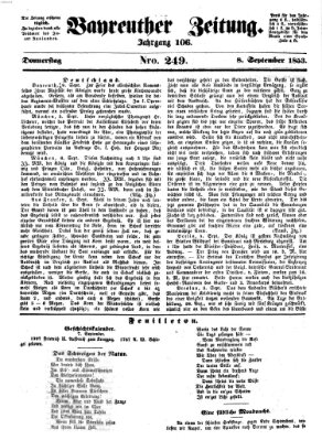 Bayreuther Zeitung Donnerstag 8. September 1853