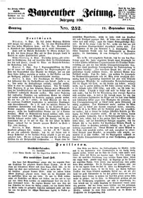 Bayreuther Zeitung Sonntag 11. September 1853