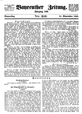 Bayreuther Zeitung Donnerstag 15. September 1853