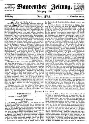 Bayreuther Zeitung Dienstag 4. Oktober 1853