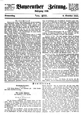 Bayreuther Zeitung Donnerstag 6. Oktober 1853