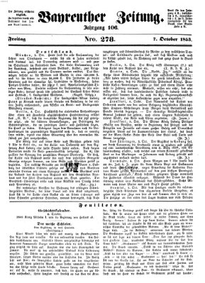 Bayreuther Zeitung Freitag 7. Oktober 1853