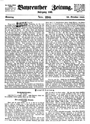 Bayreuther Zeitung Sonntag 23. Oktober 1853