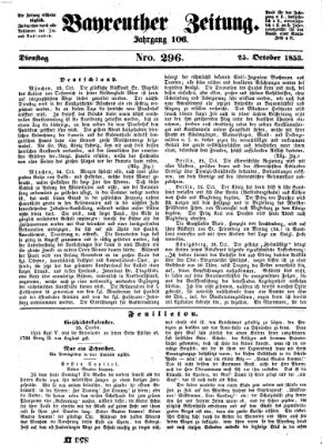 Bayreuther Zeitung Dienstag 25. Oktober 1853