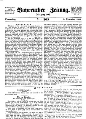 Bayreuther Zeitung Donnerstag 3. November 1853