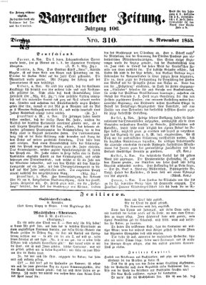 Bayreuther Zeitung Dienstag 8. November 1853